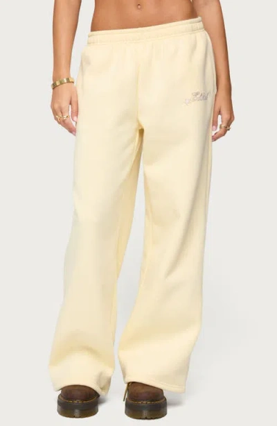 Edikted Club Wide Leg Sweatpants In Yellow