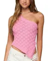 Edikted Codi Backless Asymmetric Knit Top In Pink