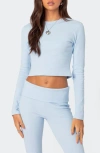 Edikted Coffee Break Rib Crop Top In Light-blue