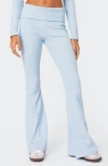 Edikted Coffee Break Rib Flare Leggings In Light-blue