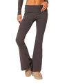 Edikted Coffee Break Rib Flare Leggings In Dark Gray