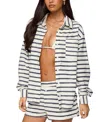 Edikted Collins Oversized Striped Button Up Shirt