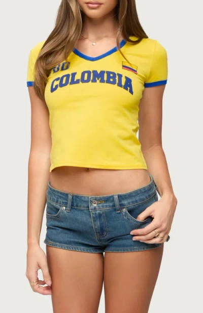 Edikted Colombia 08 V-neck T-shirt In Yellow