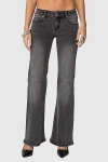 Edikted Colton Boot Cut Low Rise Jeans In Black Wash