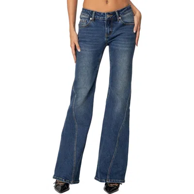 Edikted Colton Boot Cut Low Rise Jeans In Blue