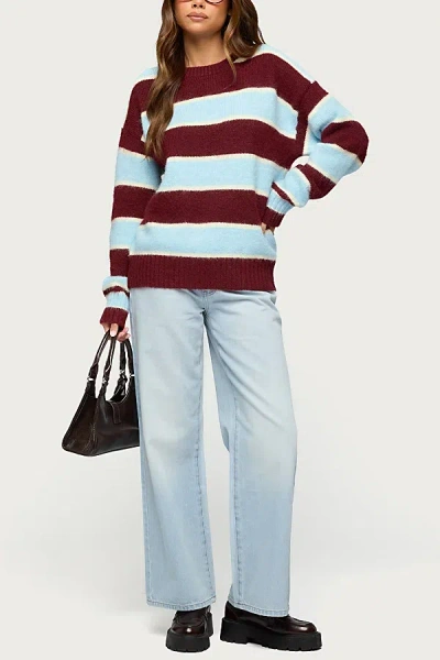 Edikted Conrad Striped Knit Sweater In Burgundy/and/blue, Women's At Urban Outfitters In Multi