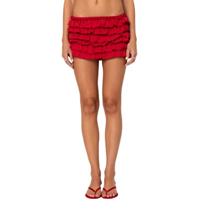 Edikted Constance Ruffled Mini Skirt In Red