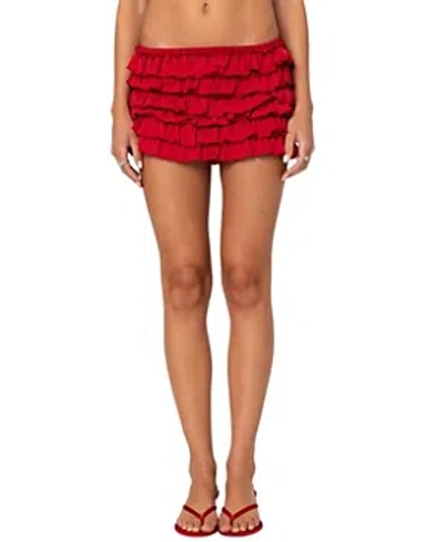 Edikted Constance Ruffled Mini Skirt In Red