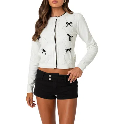 EDIKTED EDIKTED CONTRAST BOW CARDIGAN