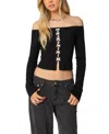 Edikted Bow Keyhole Off The Shoulder Top In Black