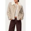 Edikted Contrast Collar Faux Fur Jacket In Brown