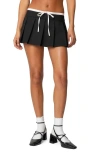 Edikted Contrast Drawstring Pleated Miniskirt In Black-and-white