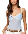 Edikted Contrast Lacey Mesh Tank Top In Blue