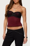 Edikted Contrast Lacey Sheer Mesh Bra Top In Multi