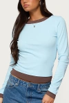 Edikted Layered Look Long Sleeve Stretch Cotton Top In Animal Print
