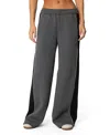 Edikted Contrast Stripe Wide Leg Sweatpants In Gray