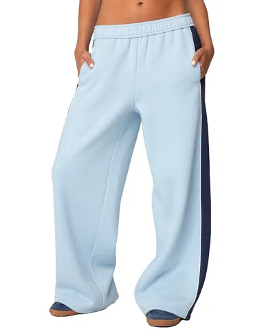 Edikted Contrast Panel Sweatpants In Light-blue