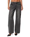 Edikted Deconstructed Low Rise Wide Leg Jeans In Black Washed