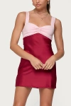Edikted Contrast Satin Effect Mini Dress In Burgundy, Women's At Urban Outfitters In Red