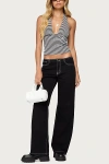 Edikted Contrast Stitch Low Rise Jeans In Black, Women's At Urban Outfitters In Black