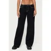 Edikted Contrast Stitch Low Rise Wide Leg Jeans In Black