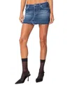 Edikted Contrast Stitch Washed Denim Mini Skirt In Dark Blue