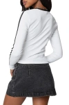 Edikted Contrast Trim Long Sleeve T-shirt In White-and-black