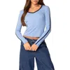 Edikted Contrast Trim Stretch Cotton T-shirt In Light-blue