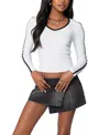 Shop Edikted Contrast V Neck Long Sleeve T-shirt In White And Black