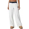 Edikted Contrast Waist Logo Wide Leg Sweatpants In Gray-melange
