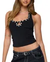 Edikted Coraline Button Cutout Halter Top In Black