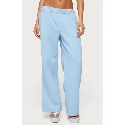Edikted Core Stripe Waist Low Rise Sweatpants In Blue