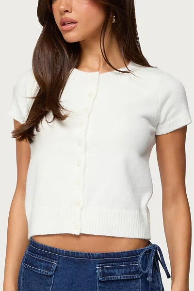 Edikted Coreen Button Up Knit Cardigan In White, Women's At Urban Outfitters