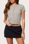 Edikted Coreen Knit Button-up Top In Gray