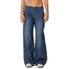 Edikted Cory Stripe Low Rise Wide Leg Jeans In Blue