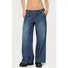 Edikted Cory Stripe Low Rise Wide Leg Jeans In Blue