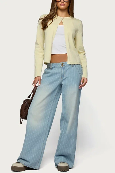 Edikted Cory Striped Low Rise Jeans In Light/blue, Women's At Urban Outfitters