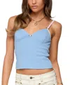 Edikted Cosette Pointelle Cupped Tank Top In Blue