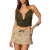 Edikted Beaded Deep Cowl Neck Backless Top In Green