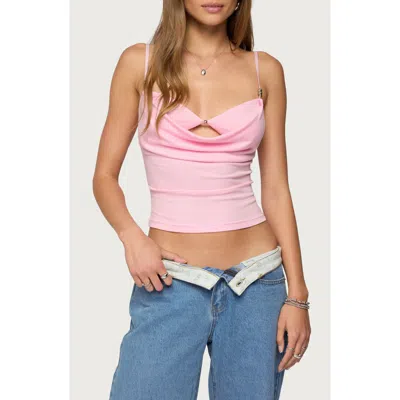 Edikted Layered Bra Cowl Neck Top In Pink