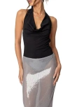 Edikted Cowl Neck Open Back Bodysuit In Black