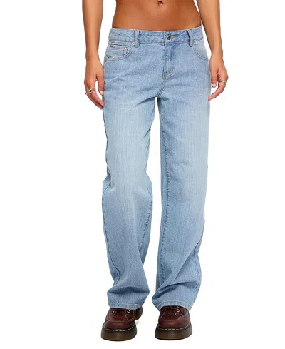 Edikted Cresida Low Rise Straight Leg Jeans In Blue