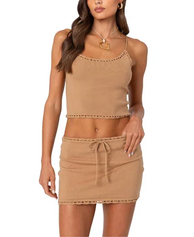 EDIKTED CROCHET TRIM KNIT TANK TOP