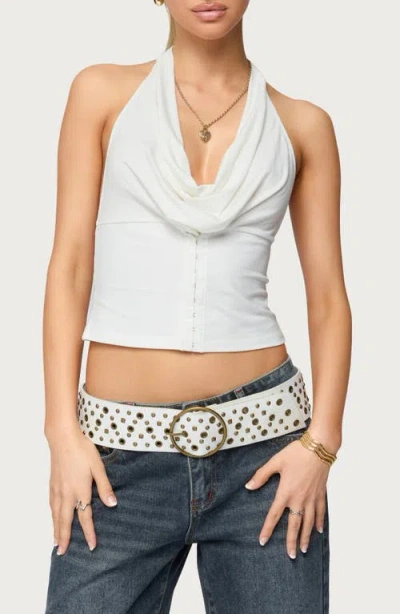 Edikted Crop Halter Top In White