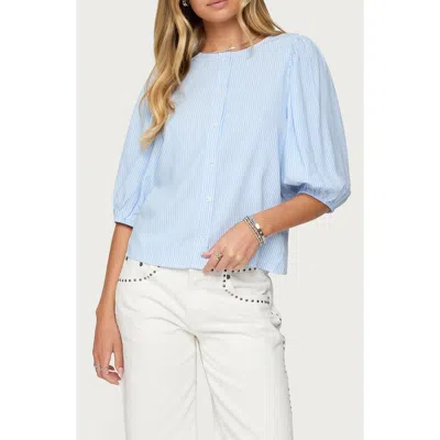 EDIKTED EDIKTED CROP PINSTRIPE BUTTON-UP SHIRT