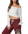 Edikted One-shoulder Long Sleeve Crop Top In White