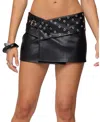 Edikted Crossover Grommet Faux Leather Mini Skirt In Black