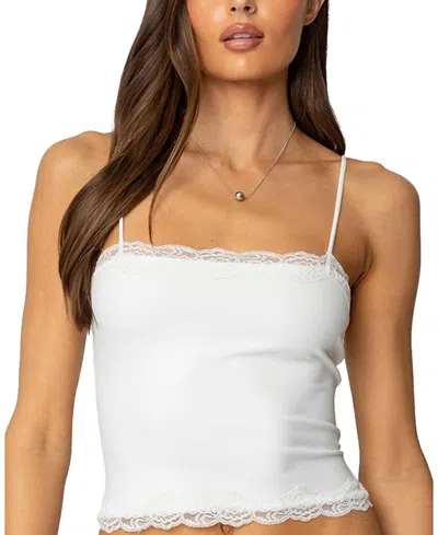 Edikted Cruella Lace Trim Tank Top In White