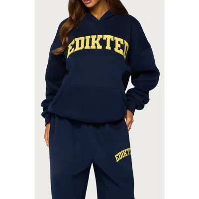 Edikted Crush Graphic Oversized Hoodie In Blue