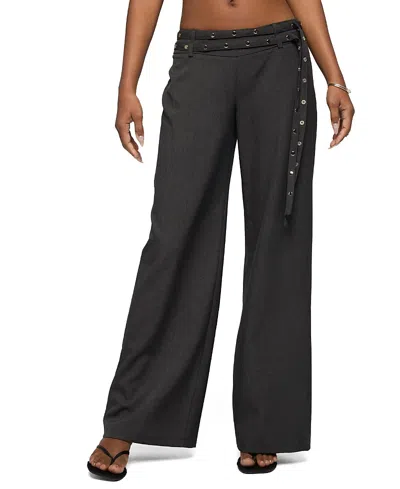 Edikted Cruz Double Belt Baggy Tailored Pants In Gray